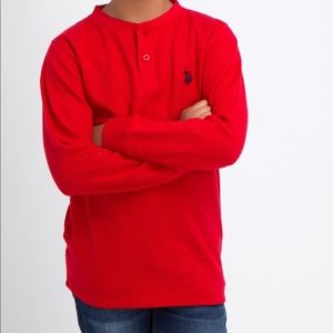 Boy Us Polo Assn Red Thermal Henley Tee size 14/16